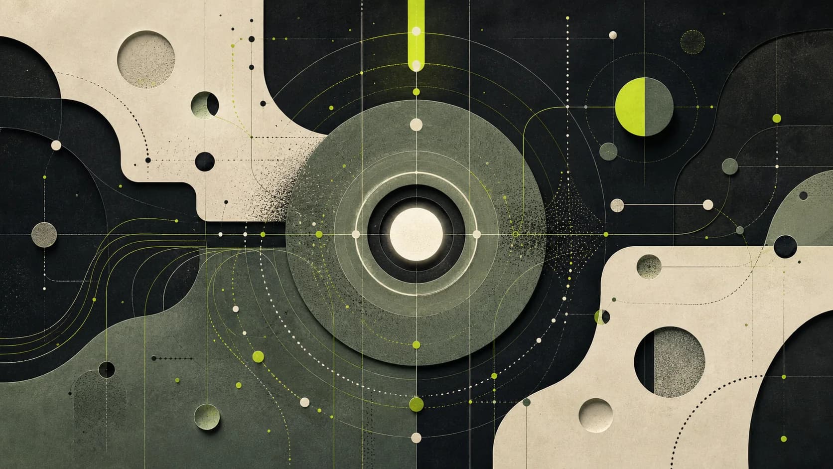 Abstract verification grid aligning domain and social signals around one name